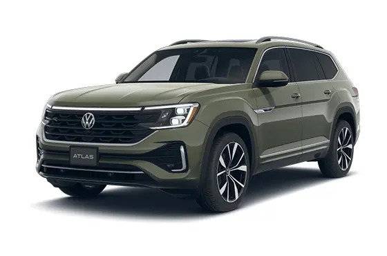 Side view of a white 2026 Volkswagen Atlas