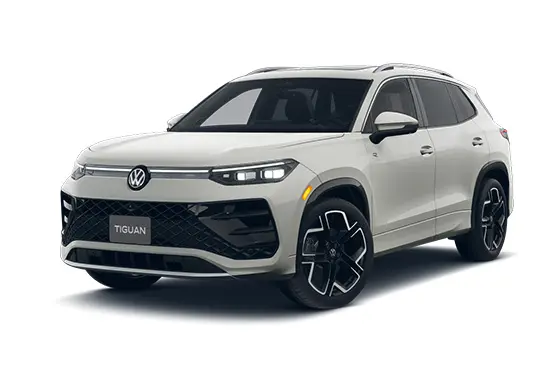 Side view of a white 2026 Volkswagen Tiguan